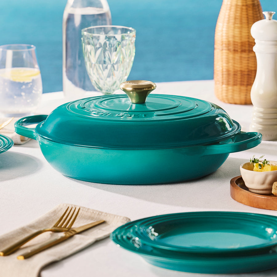 Le Creuset Braiser - 5-qt Cast Iron - Bleu Riviera – Cutlery and More