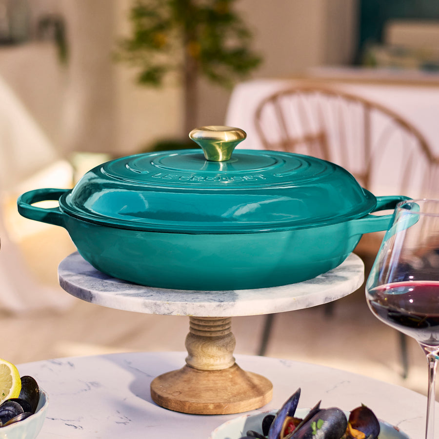 Braisers Cookware Le Creuset Braiser - 3.5-qt Cast Iron - Bleu Riviera – Cutlery and More