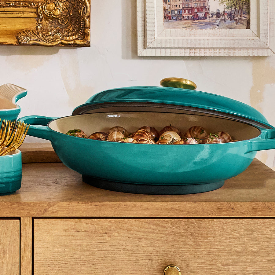 Braisers Cookware Le Creuset Braiser - 3.5-qt Cast Iron - Bleu Riviera – Cutlery and More