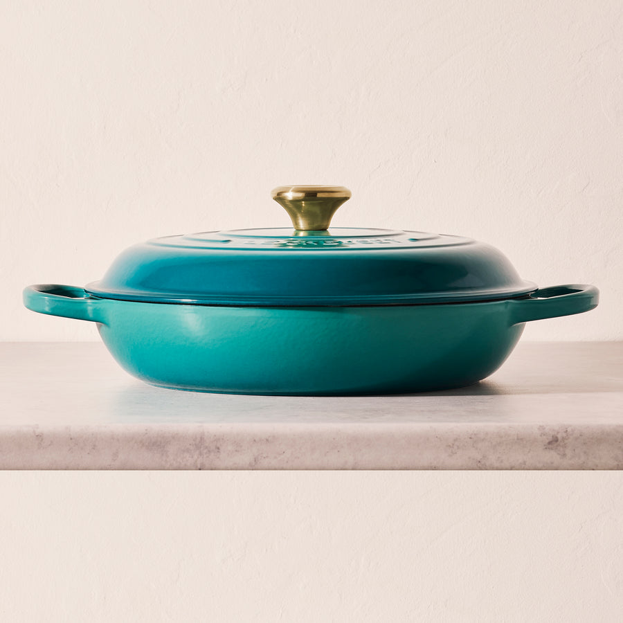 Le Creuset Braiser - 3.5-qt Cast Iron - Bleu Riviera – Cutlery and More
