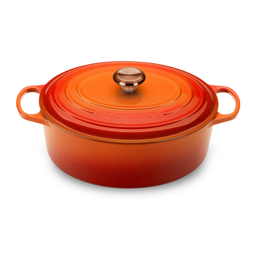 Le Creuset Signature Cast Iron 8-quart Flame Oval Dutch Oven with Copper Knob