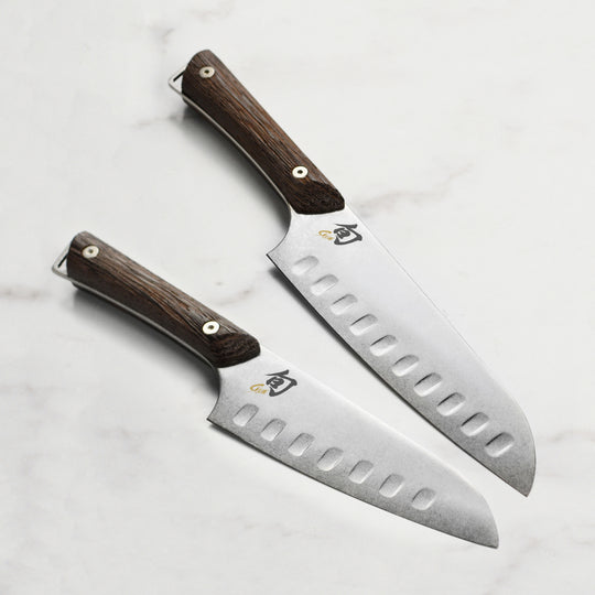 Shun Kanso 2 Piece Hollow Edge Santoku Knife Set