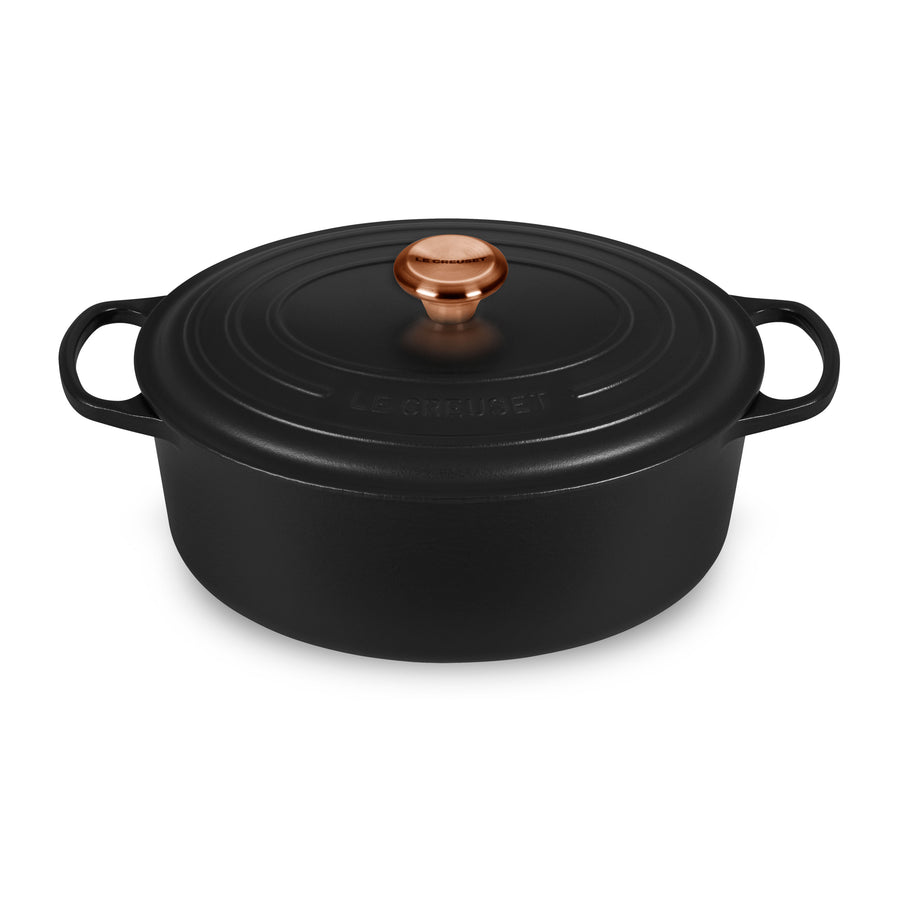 Le Creuset Signature Cast Iron 8-quart Licorice Oval Dutch Oven with Copper Knob