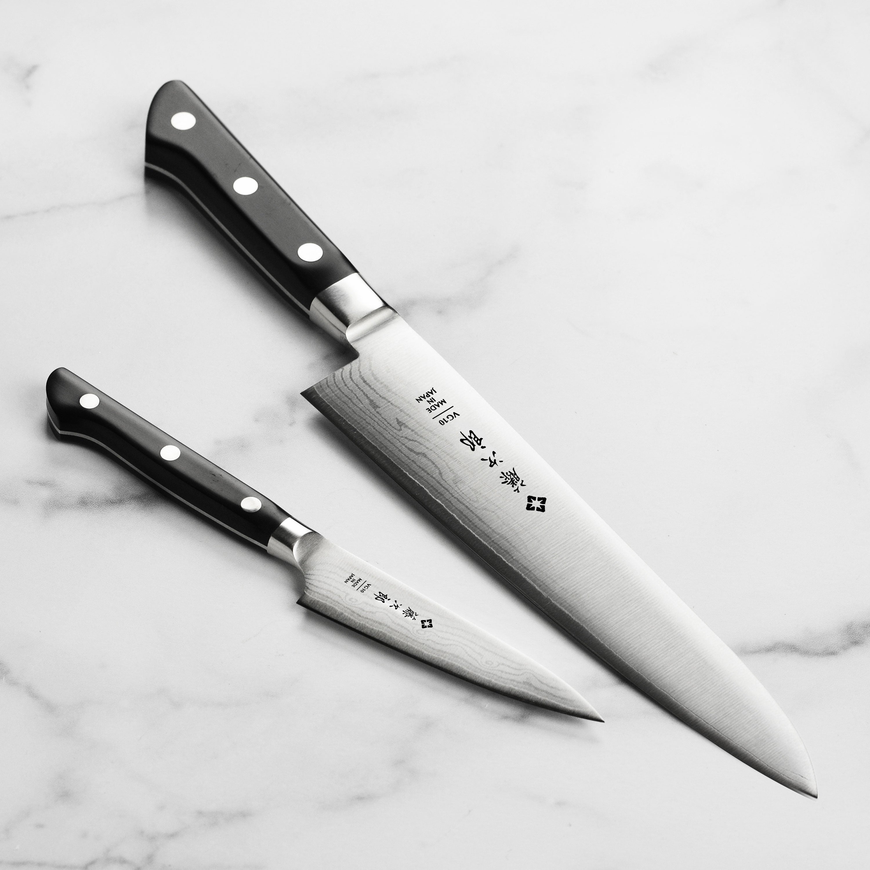 Tojiro Classic Damascus Chef's & Paring Knife Set - 2 Piece