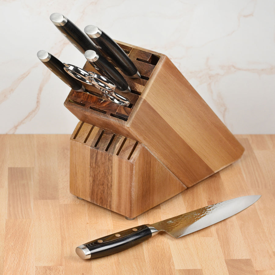  Enso Knife Set - Made in Japan - HD Series - VG10 Hammered  Damascus Japanese Stainless Steel with Slim Knife Block - 5 Piece: Home &  Kitchen