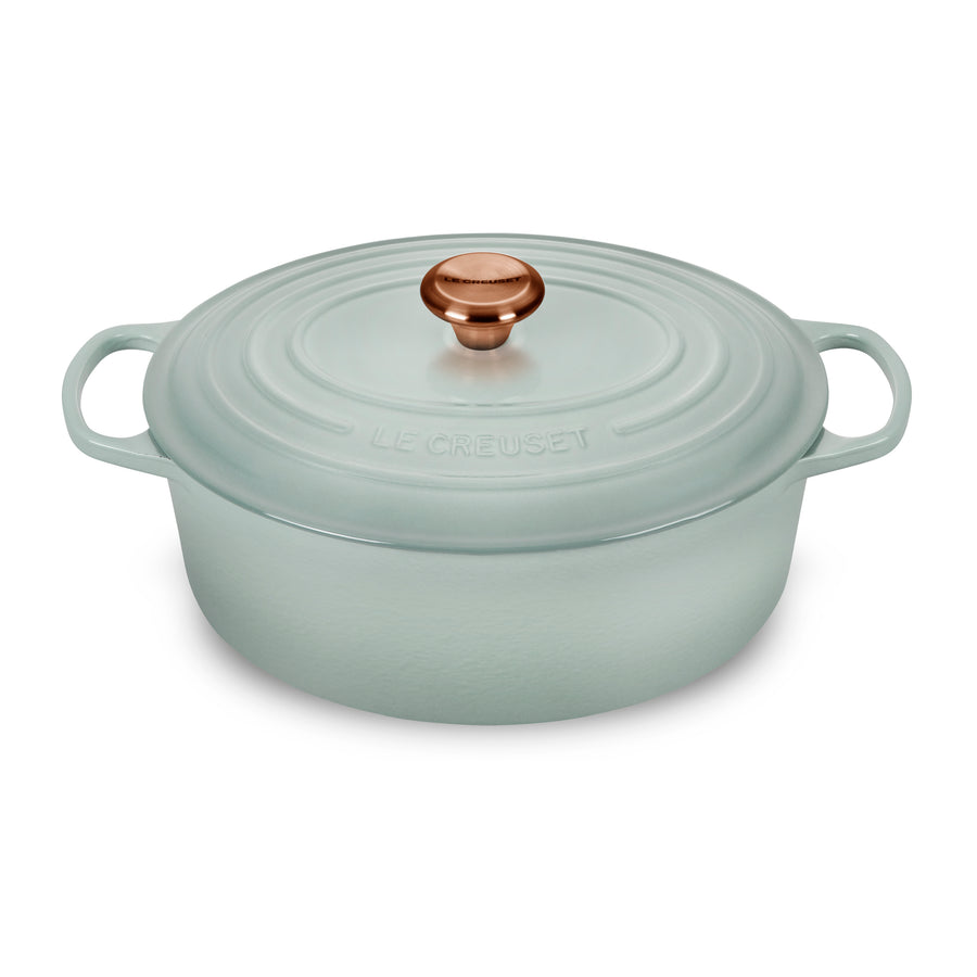 Le Creuset Signature Cast Iron 8-quart Sea Salt Oval Dutch Oven with Copper Knob