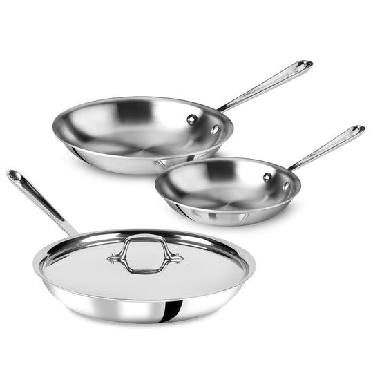 All-Clad d3 Stainless 8, 10 & 12" Fry Pan Set