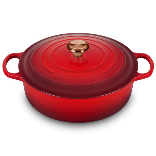 Le Creuset Signature Cast Iron 6.75-quart Cerise Round Wide Dutch Oven with Copper Knob