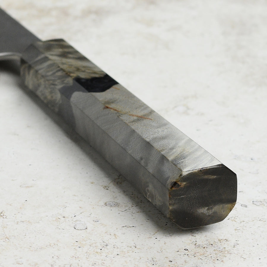 Yoshikane Shirogami #2 Kurouchi Stainless Clad 6.5" Nakiri, Stabilized Birch