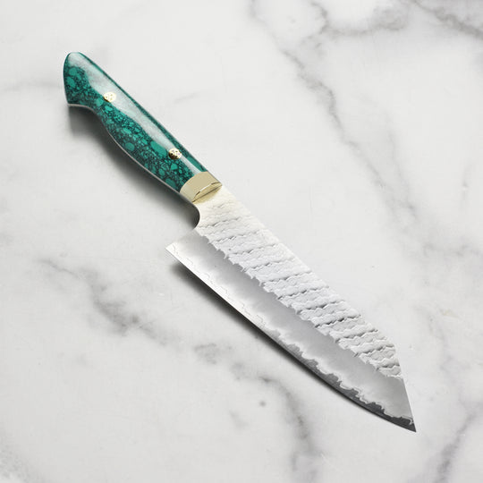 Nigara SG2 Migaki Tsuchime 7" Bunka, Green Turquoise