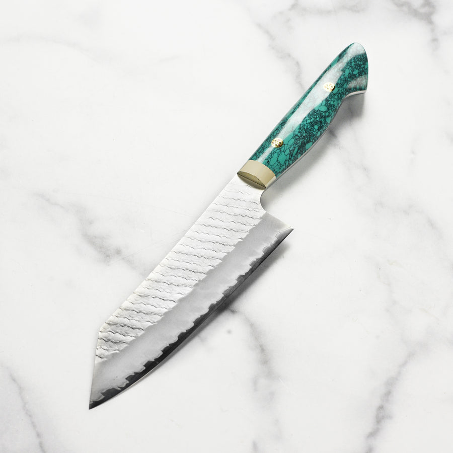 Nigara SG2 Migaki Tsuchime 7" Bunka, Green Turquoise