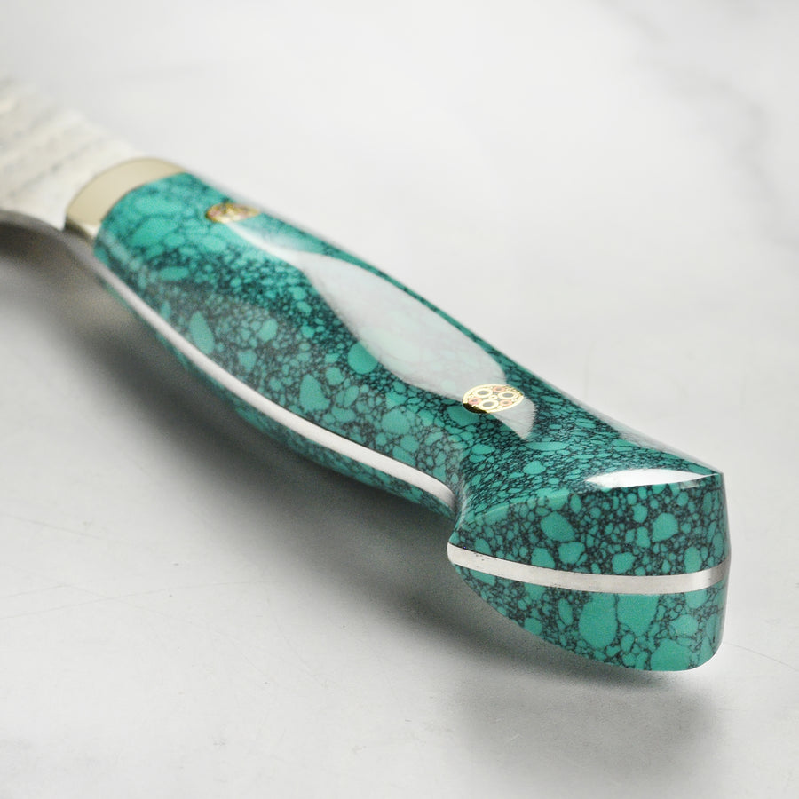 Nigara SG2 Migaki Tsuchime 7" Bunka, Green Turquoise