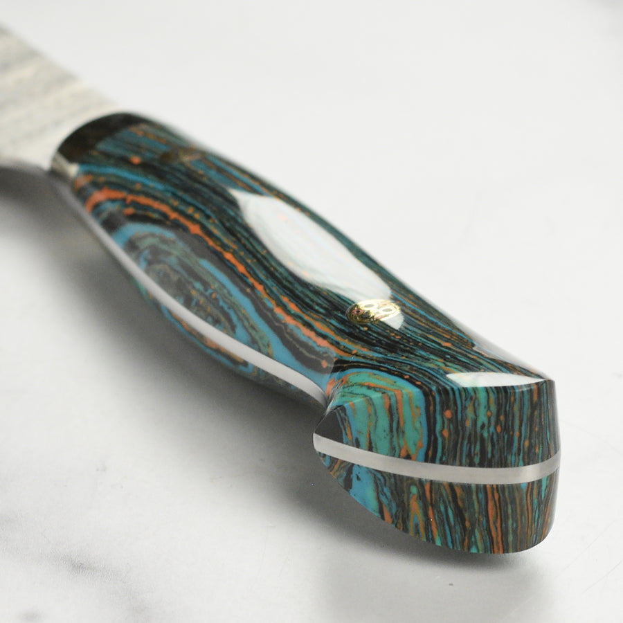 Nigara SG2 Migaki Tsuchime 7" Bunka, Striped Turquoise