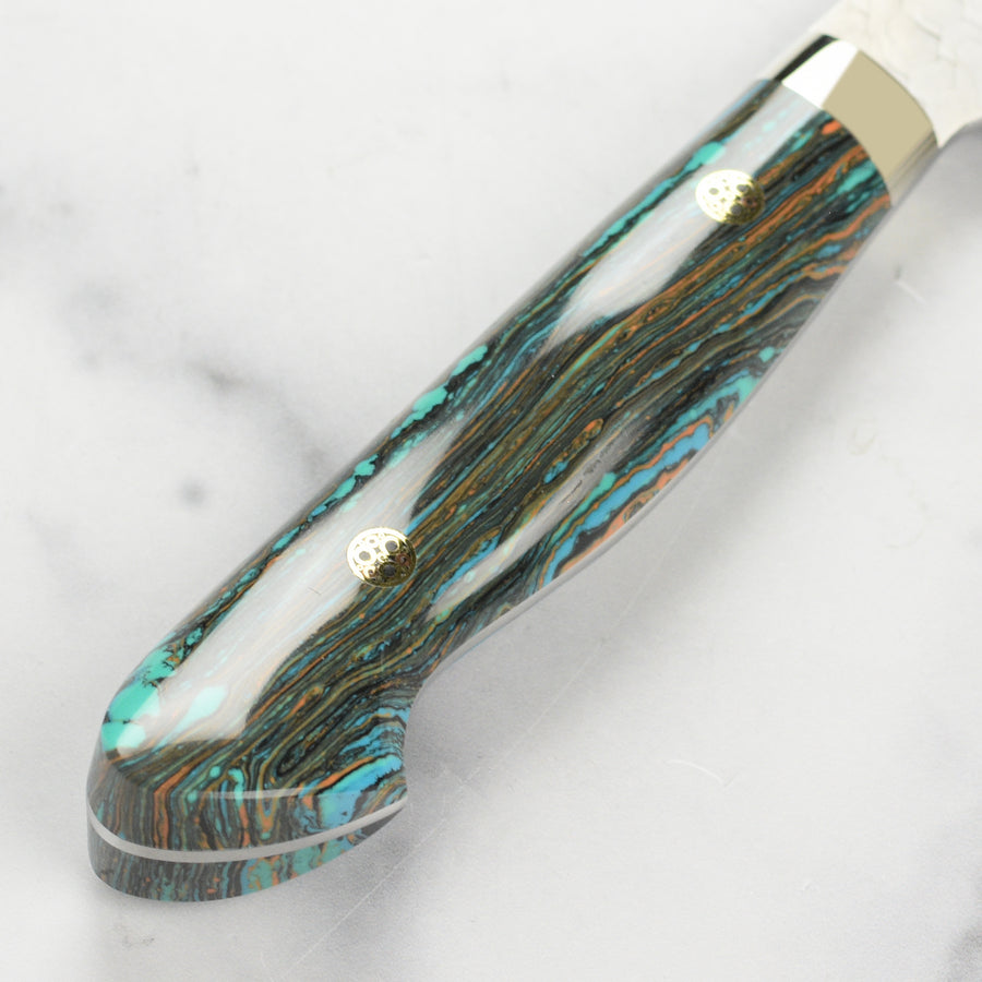 Nigara SG2 Migaki Tsuchime 7" Bunka, Striped Turquoise