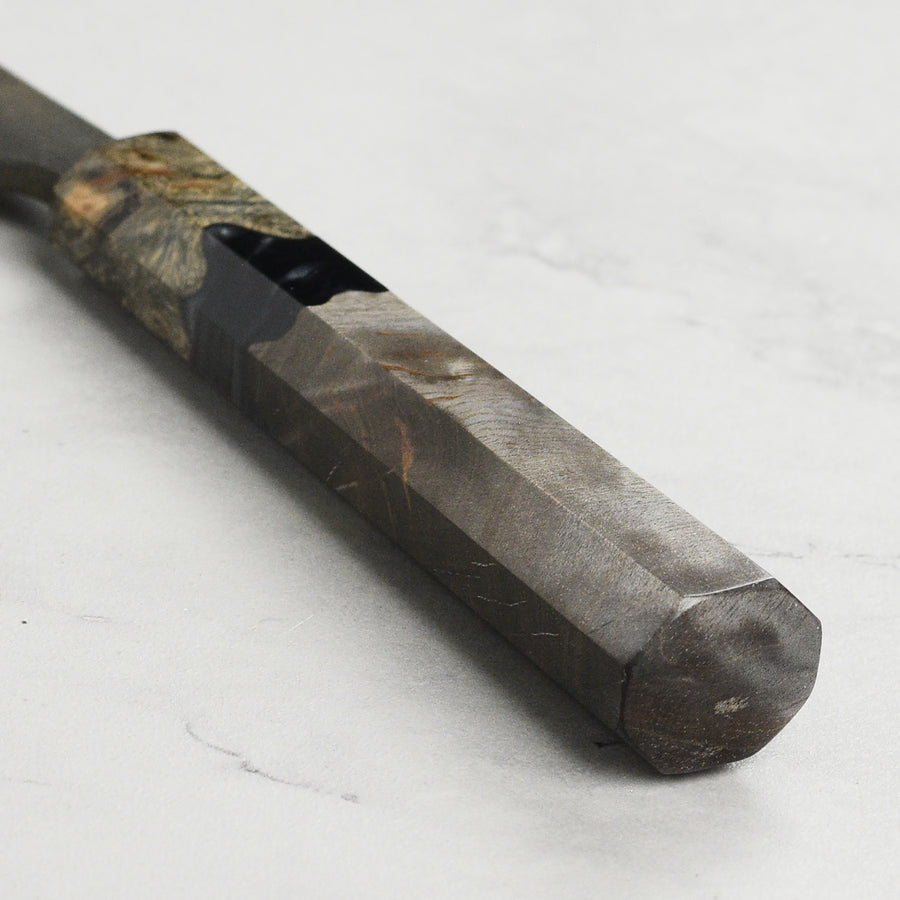 Hatsukokoro Shinkiro Aogami Super Kurouchi Damascus 5.9" Petty, Stabilized Birch