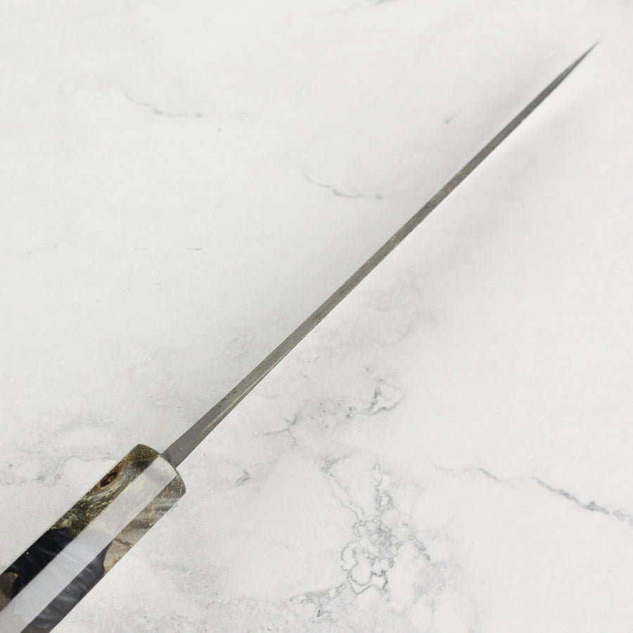 Hatsukokoro Shinkiro Aogami Super Kurouchi Damascus 5.9" Petty, Stabilized Birch