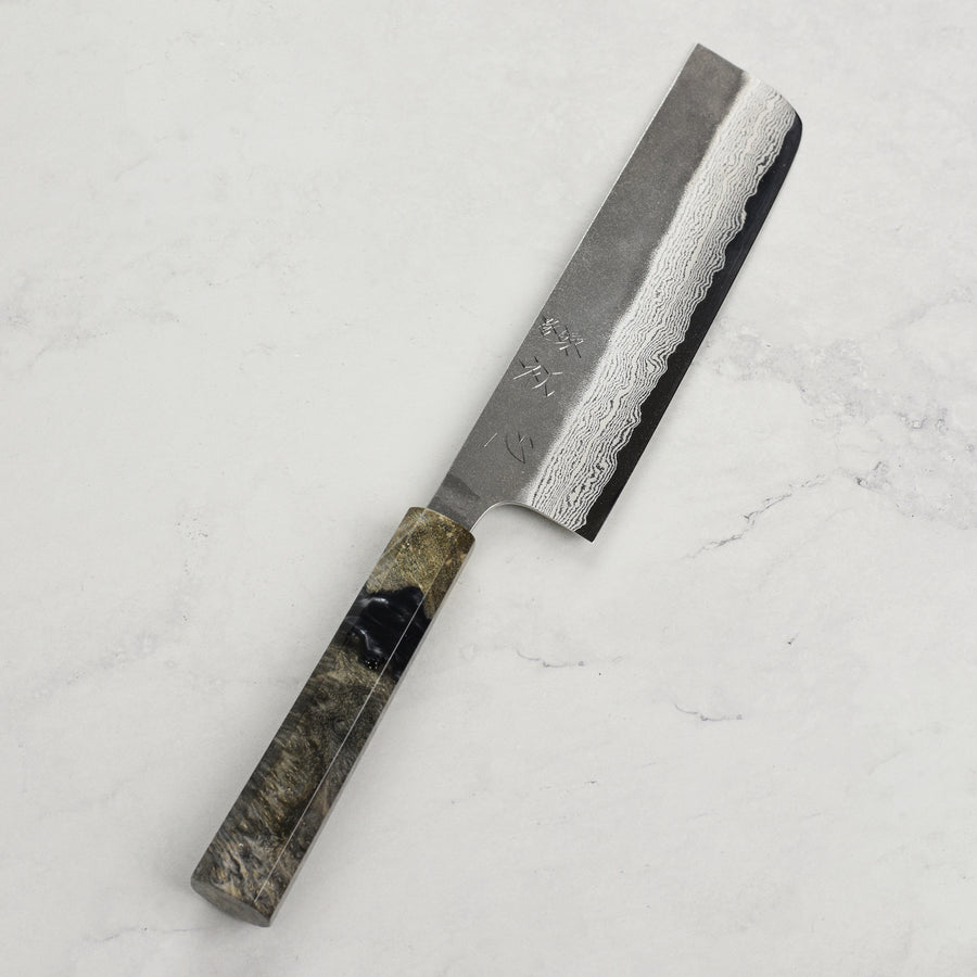 Hatsukokoro Atelier Kurouchi Damascus 6.5" Nakiri