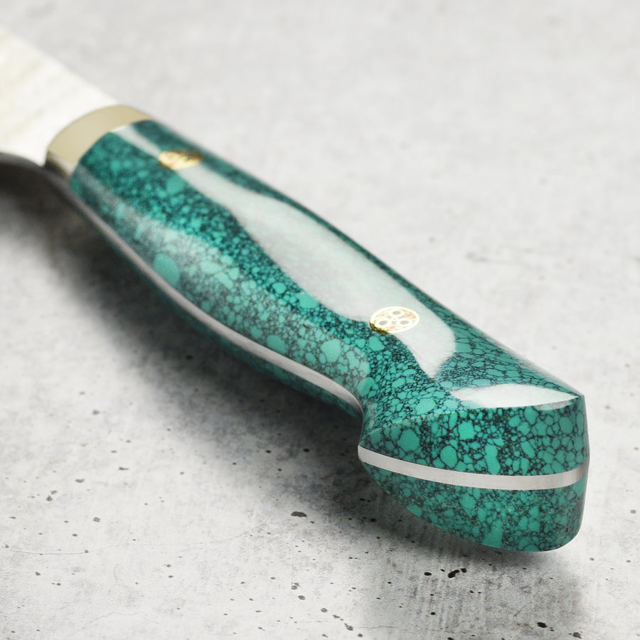 Nigara SG2 Migaki Tsuchime 7" Santoku, Green Turquoise