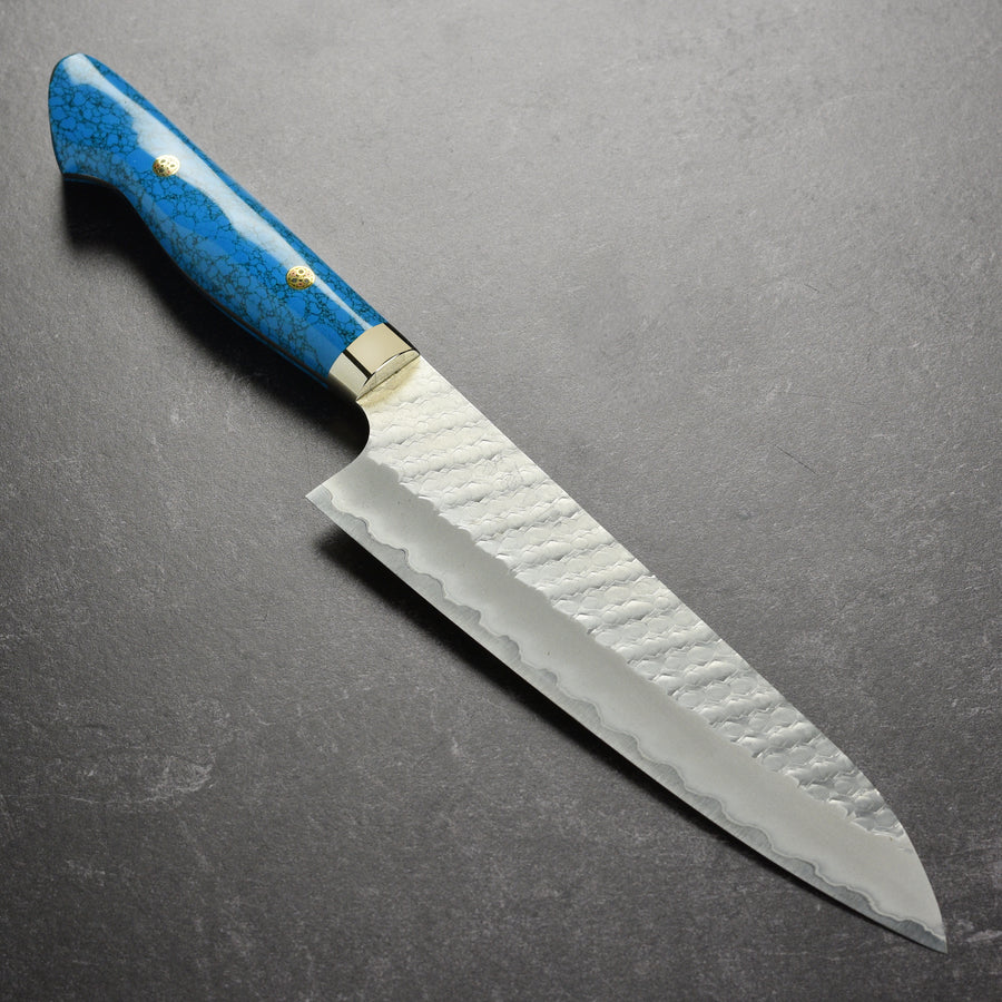 Nigara SG2 Migaki Tsuchime 8.25" Gyuto, Blue Turquoise