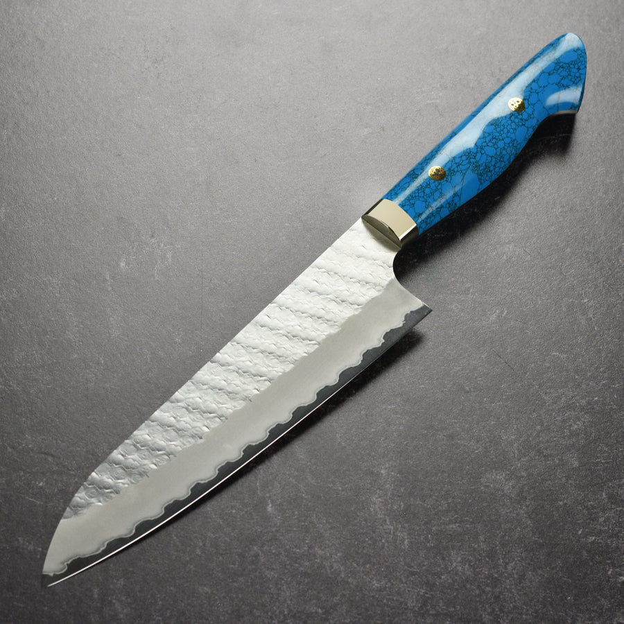 Nigara SG2 Migaki Tsuchime 8.25" Gyuto, Blue Turquoise