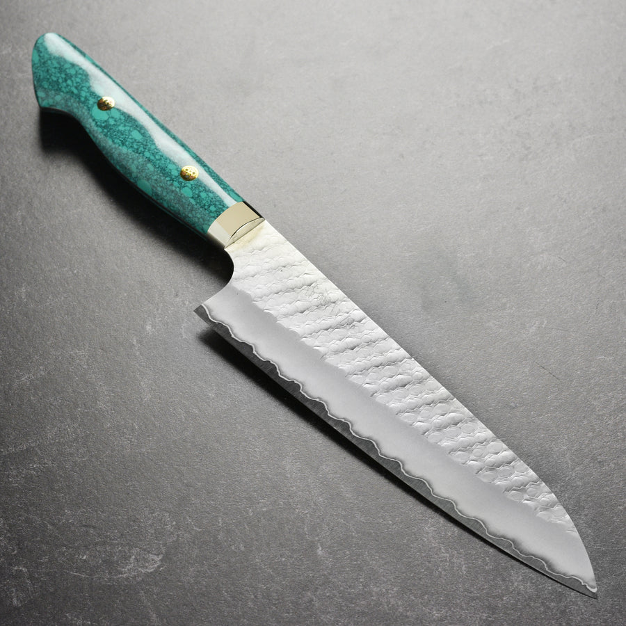 Nigara SG2 Migaki Tsuchime 8.25" Gyuto, Green Turquoise