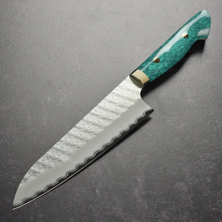 Nigara SG2 Migaki Tsuchime 8.25" Gyuto, Green Turquoise