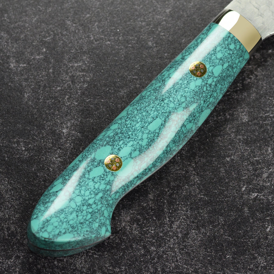 Nigara SG2 Migaki Tsuchime 8.25" Gyuto, Green Turquoise