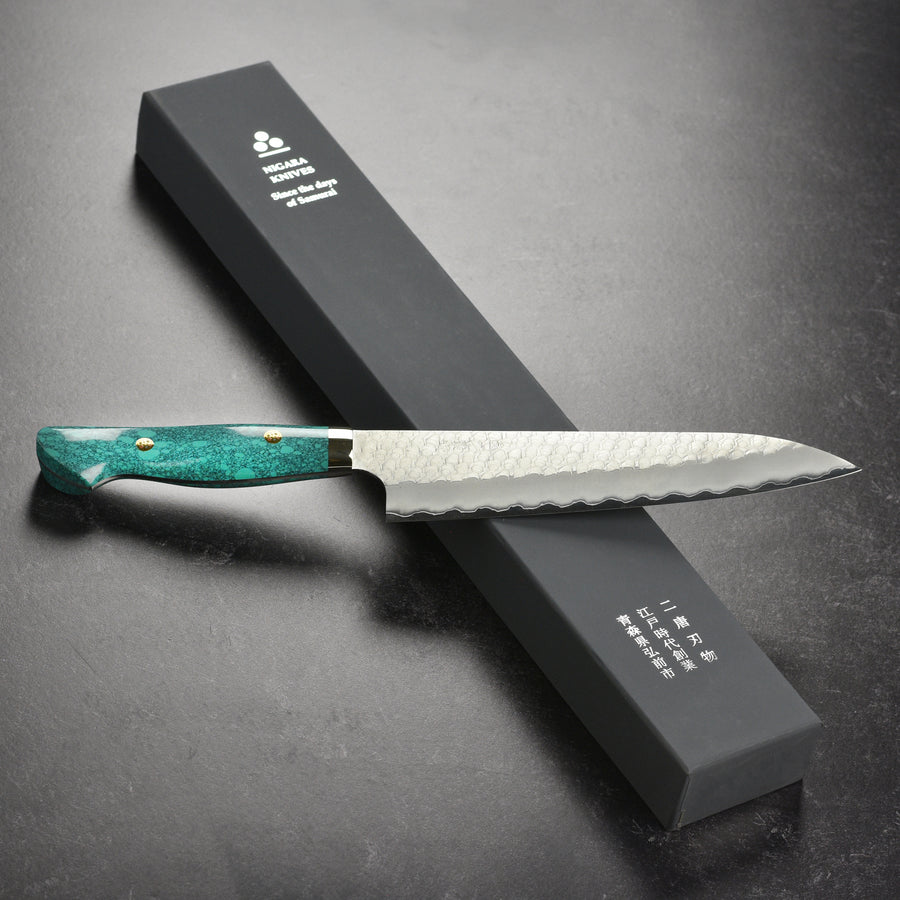 Nigara SG2 Migaki Tsuchime 8.25" Gyuto, Green Turquoise