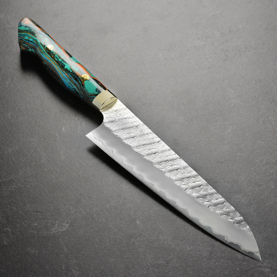 Nigara SG2 Migaki Tsuchime 8.25" Gyuto, Marble Turquoise