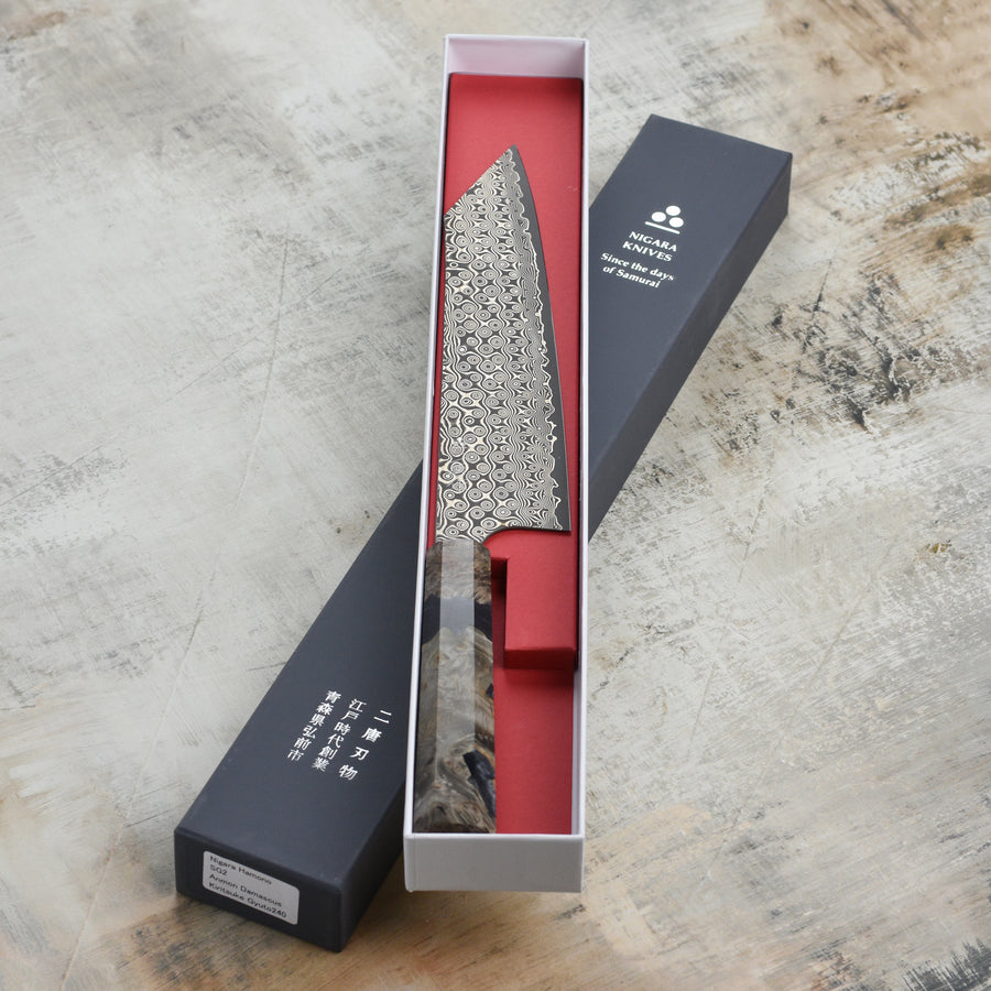 Nigara Anmon SG2 Damascus 9.4" Kiritsuke Gyuto