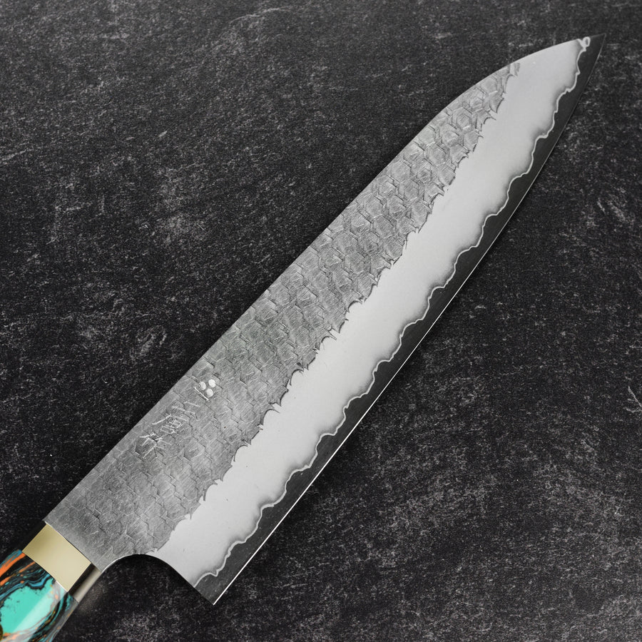 Nigara SG2 Migaki Tsuchime 8.25" Gyuto, Marble Turquoise