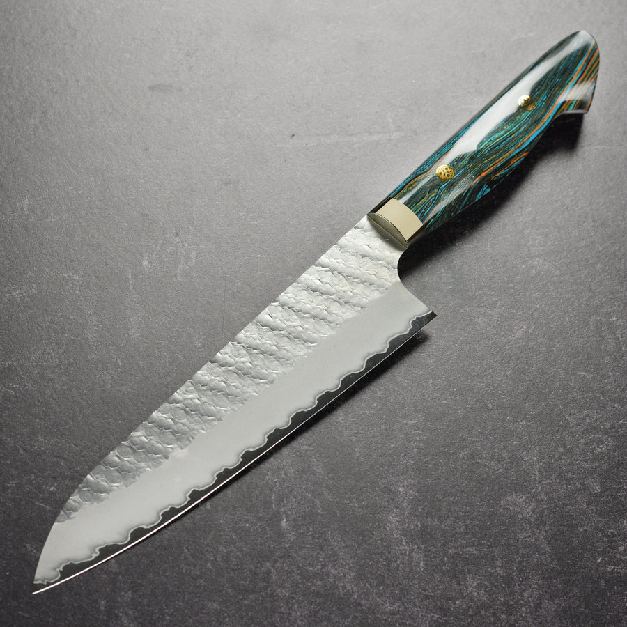 Nigara SG2 Migaki Tsuchime 8.25" Gyuto, Striped Turquoise