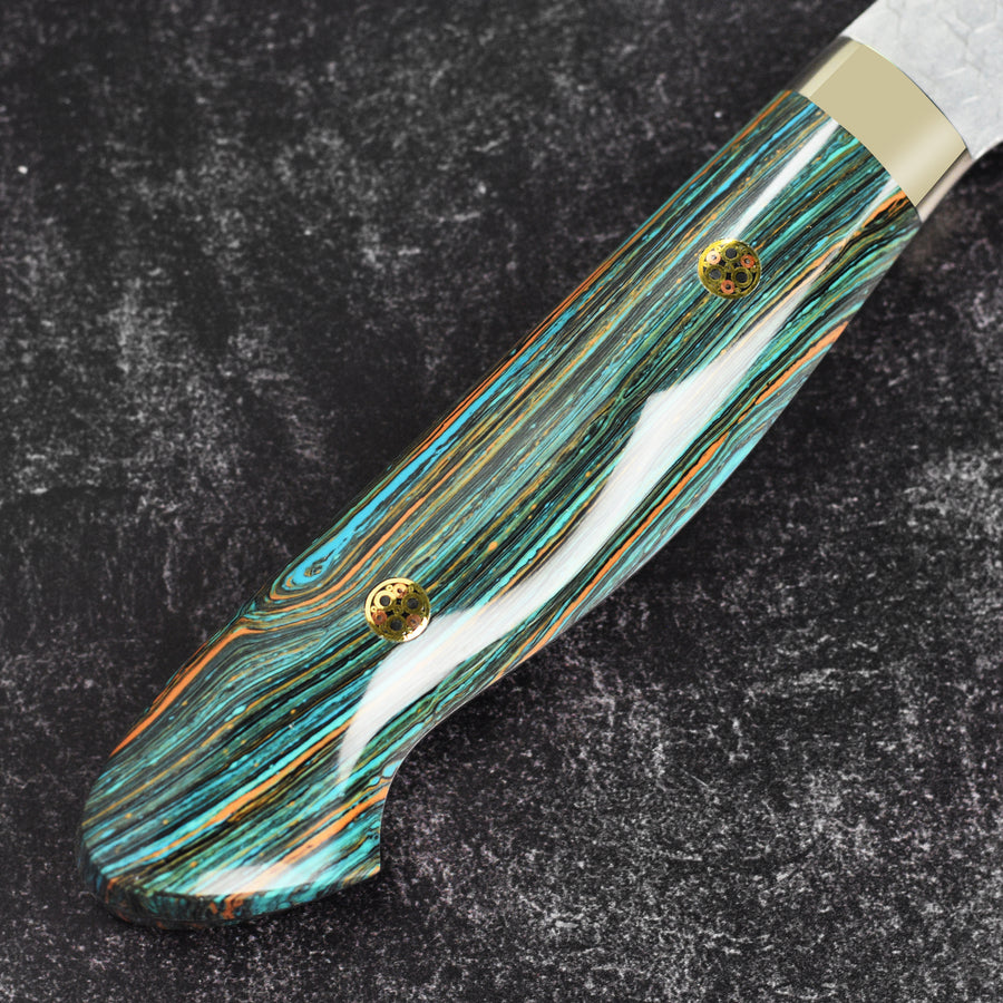 Nigara SG2 Migaki Tsuchime 8.25" Gyuto, Striped Turquoise