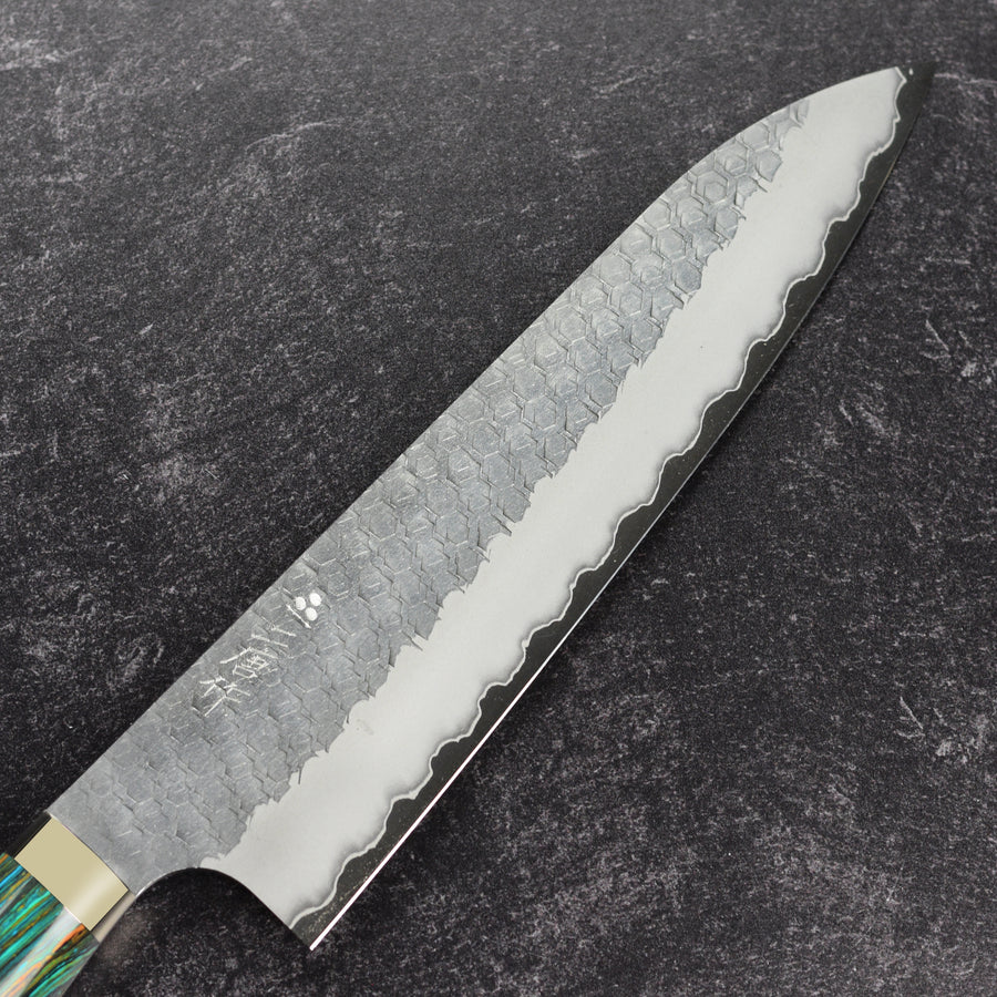 Nigara SG2 Migaki Tsuchime 8.25" Gyuto, Striped Turquoise