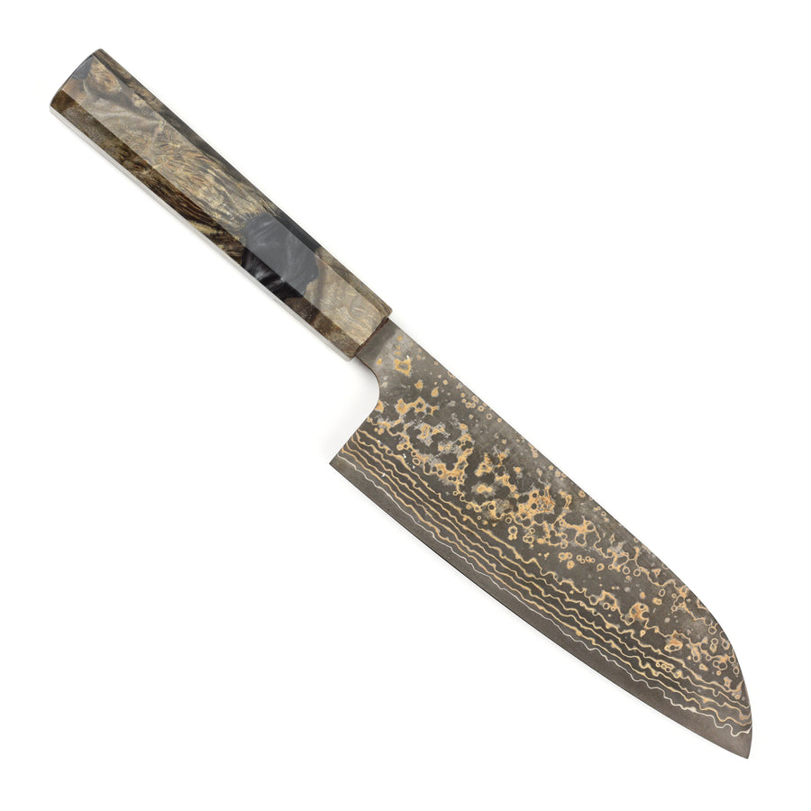 Saji Black Gold Damascus 6.5" Santoku