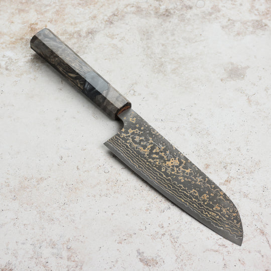 Saji Black Gold Damascus 6.5" Santoku