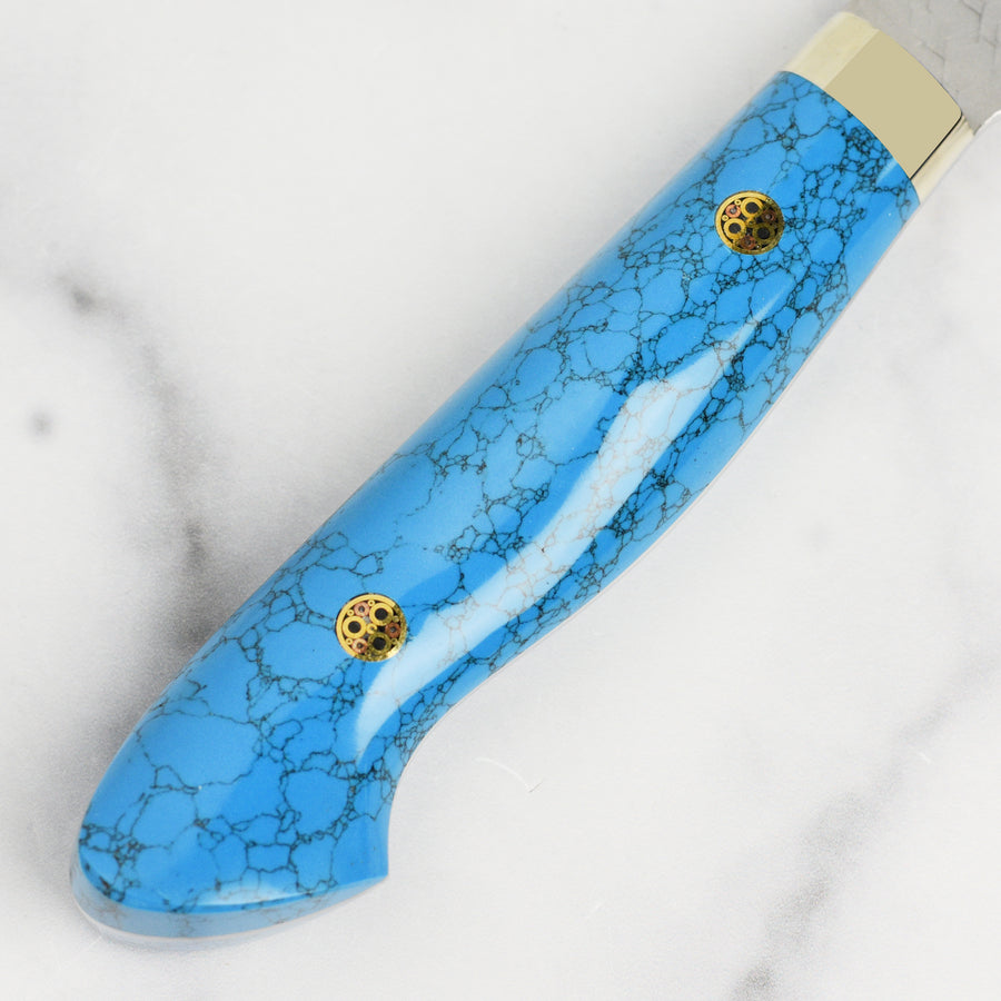 Nigara SG2 Migaki Tsuchime 7" Kiritsuke Nakiri, Blue Turquoise