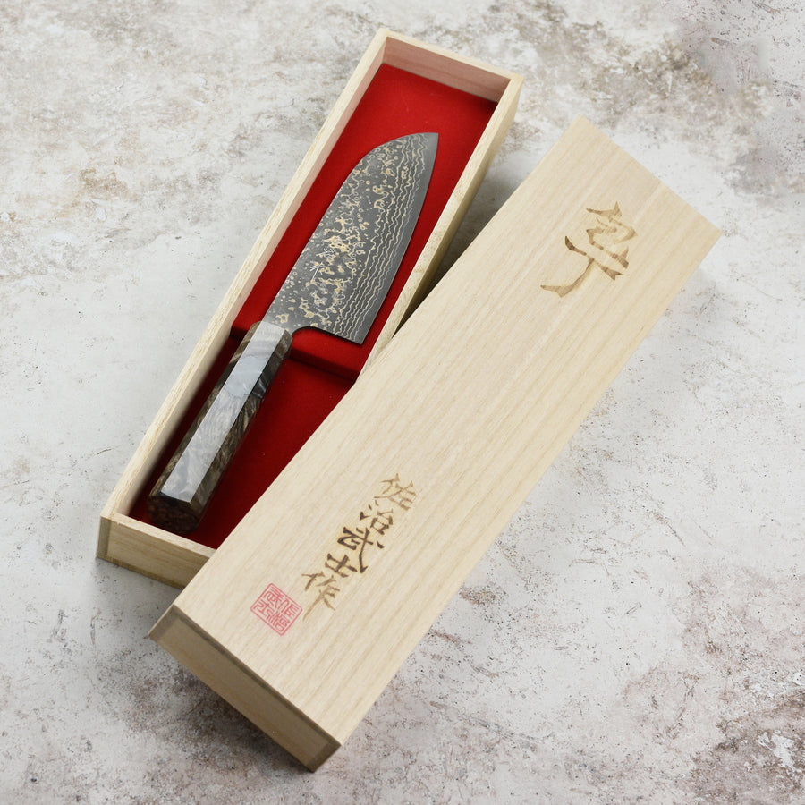 Saji Black Gold Damascus 6.5" Santoku