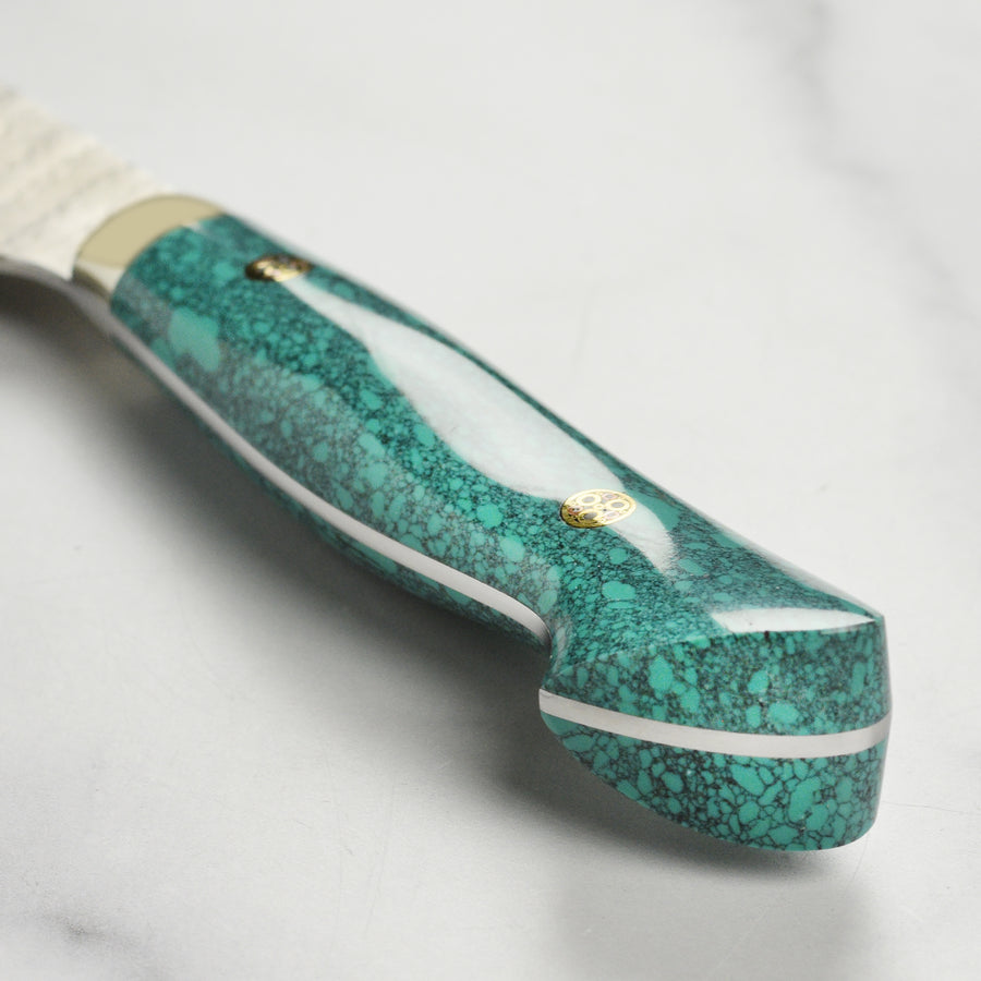 Nigara SG2 Migaki Tsuchime 7" Kiritsuke Nakiri, Green Turquoise