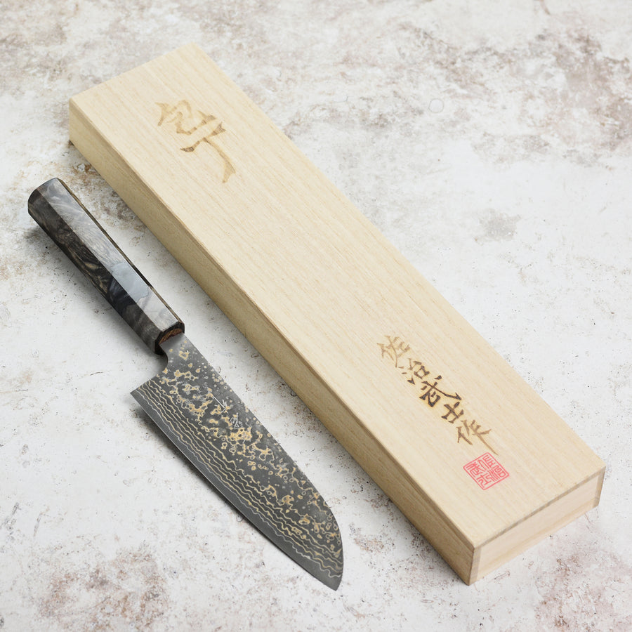 Saji Black Gold Damascus 6.5" Santoku