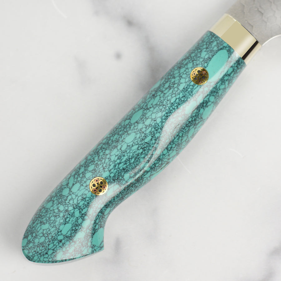 Nigara SG2 Migaki Tsuchime 7" Kiritsuke Nakiri, Green Turquoise