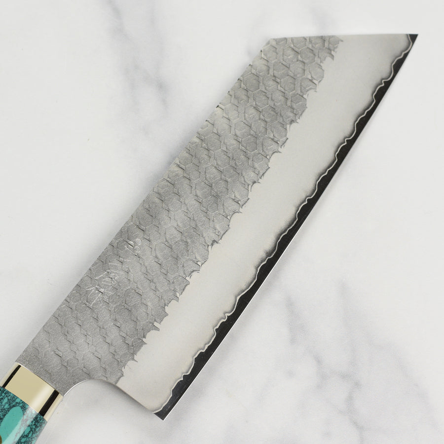 Nigara SG2 Migaki Tsuchime 7" Kiritsuke Nakiri, Green Turquoise