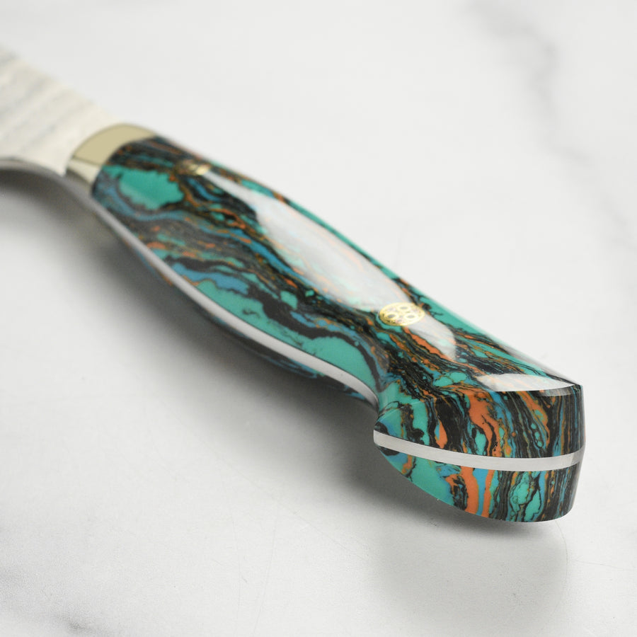 Nigara SG2 Migaki Tsuchime 7" Kiritsuke Nakiri, Marbled Turquoise