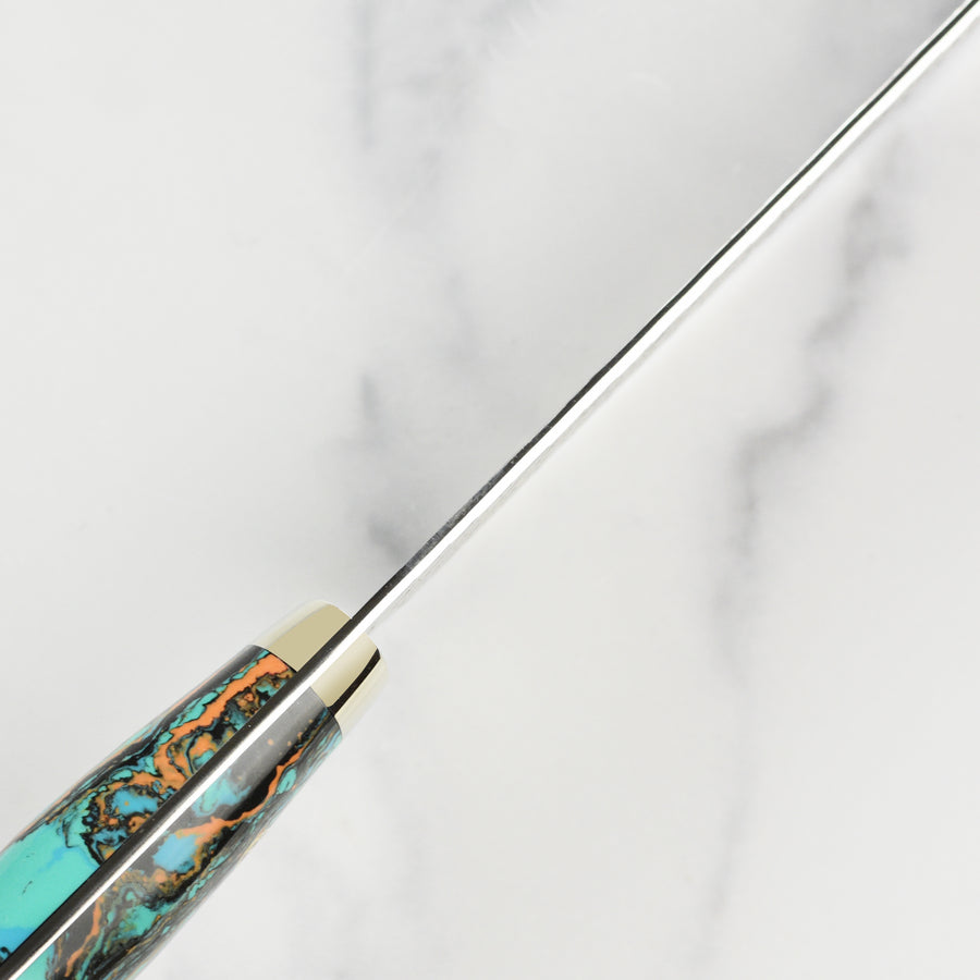 Nigara SG2 Migaki Tsuchime 7" Kiritsuke Nakiri, Marbled Turquoise