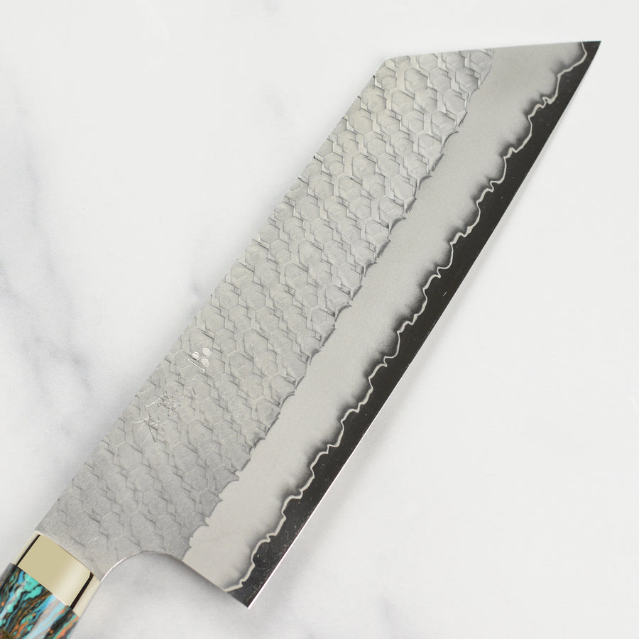 Nigara SG2 Migaki Tsuchime 7" Kiritsuke Nakiri, Marbled Turquoise