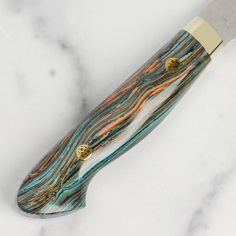 Nigara SG2 Migaki Tsuchime 7" Kiritsuke Nakiri, Striped Turquoise