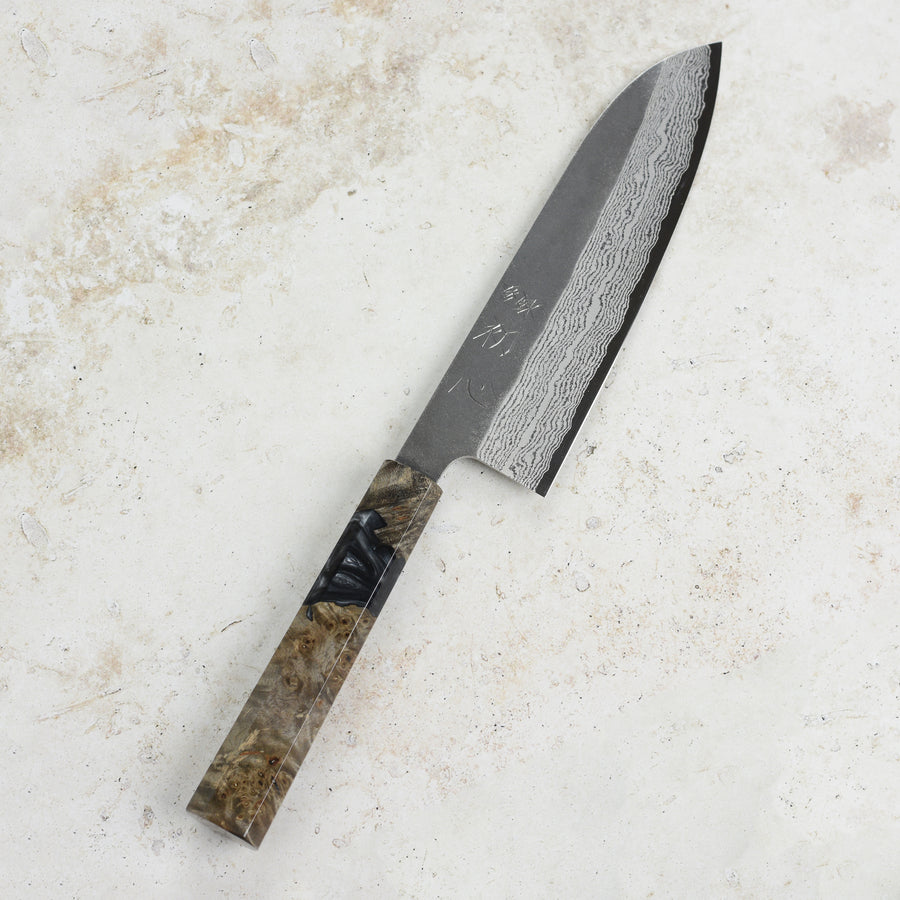 Hatsukokoro Atelier Kurouchi Damascus 6.7" Santoku