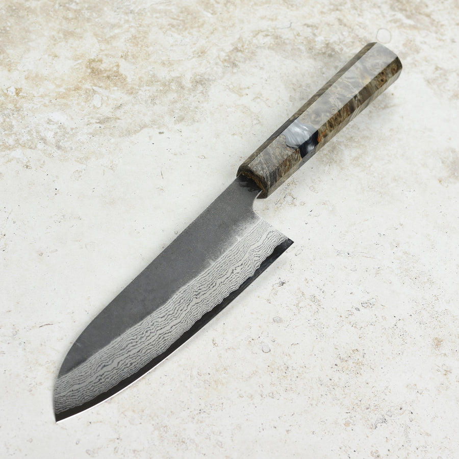 Hatsukokoro Atelier Kurouchi Damascus 6.7" Santoku