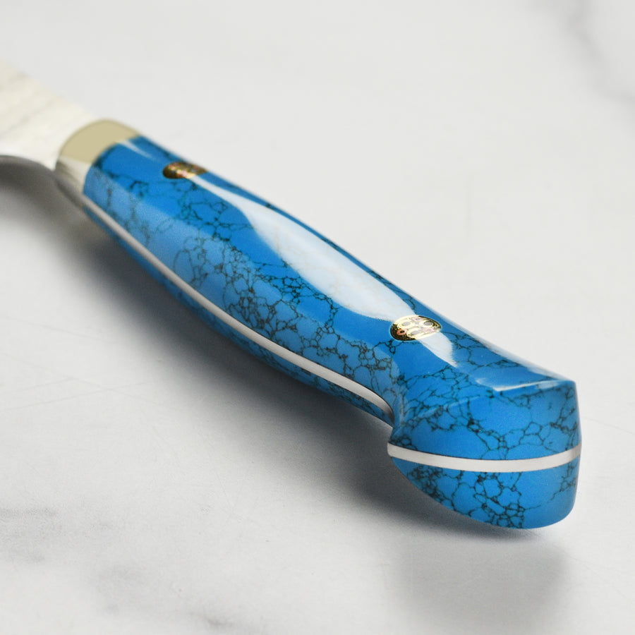 Nigara SG2 Migaki Tsuchime 5.9" Kiritsuke Petty, Blue Turquoise