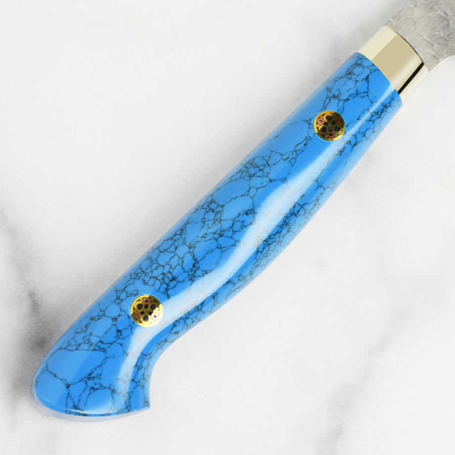 Nigara SG2 Migaki Tsuchime 5.9" Kiritsuke Petty, Blue Turquoise